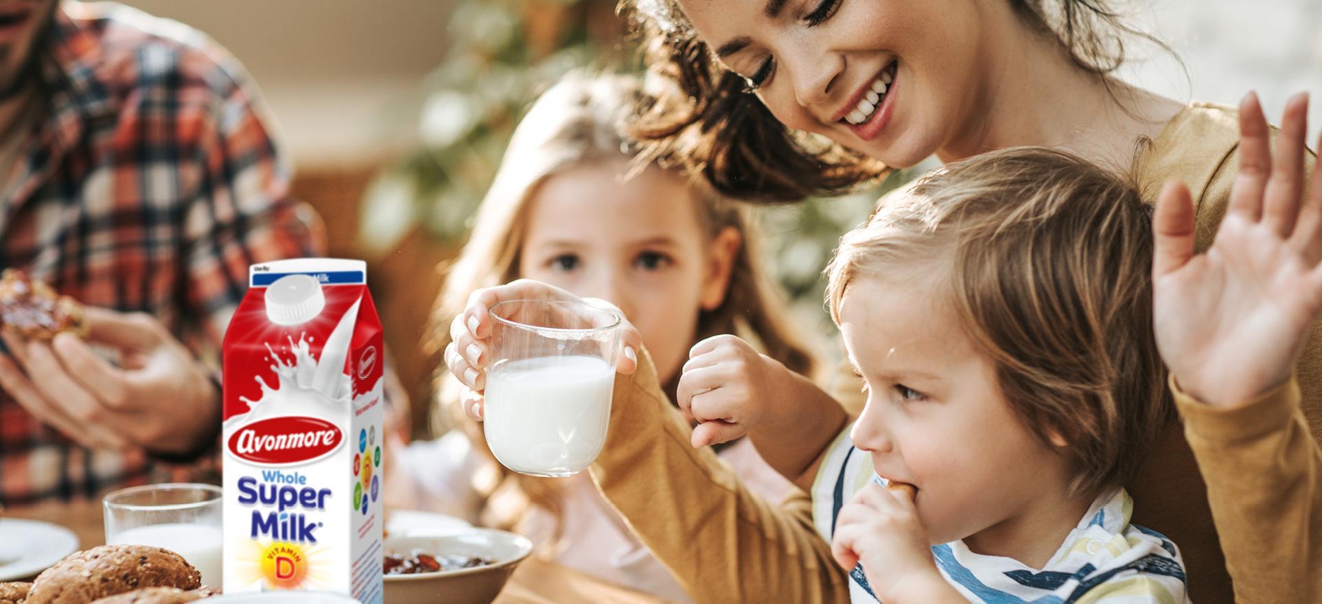 family drinking avonmore milk